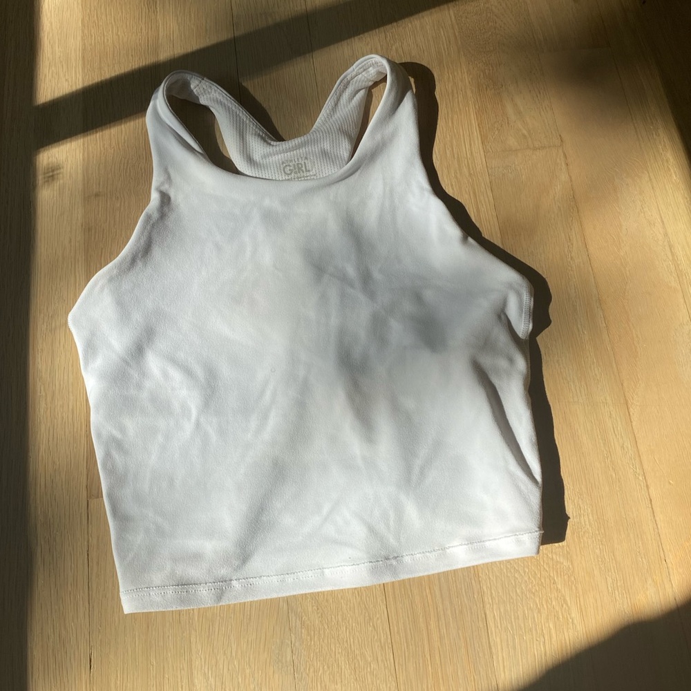 Athleta white cropped tank top